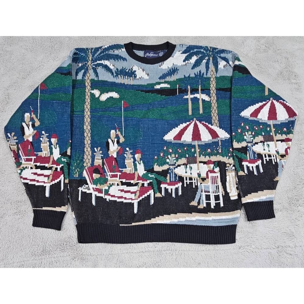 Jack Nicklaus Golf Sweater Country Club, Palm Trees, 100% Cotton, Mens Sz L NEW - Picture 10 of 10